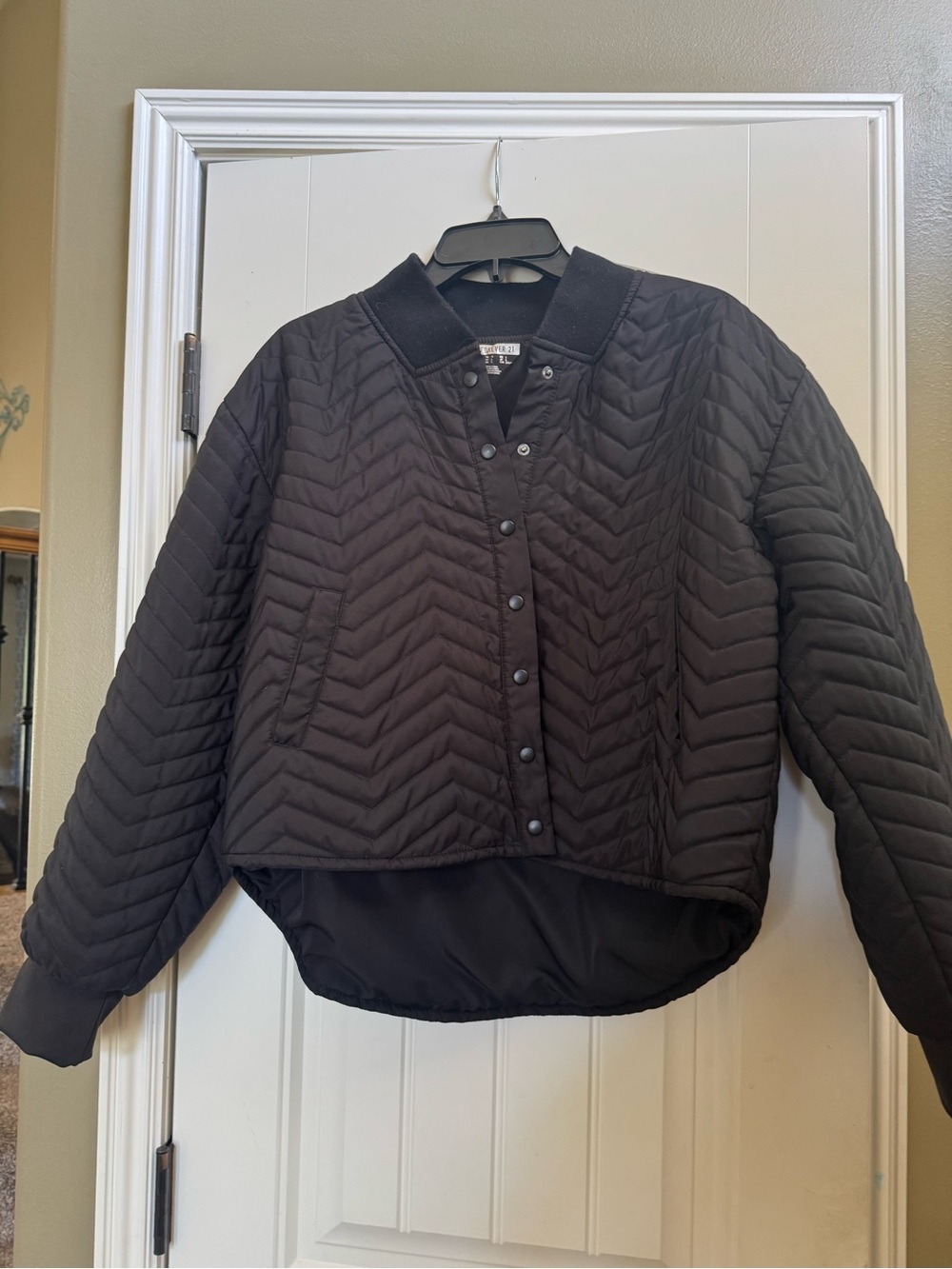 Forever 21 Black Quilted Bomber Jacket